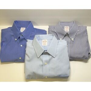Brooks Brothers LOT OF 3 Dress Shirts Men 15-33/ M Blue Traditional Fit Non-Iron